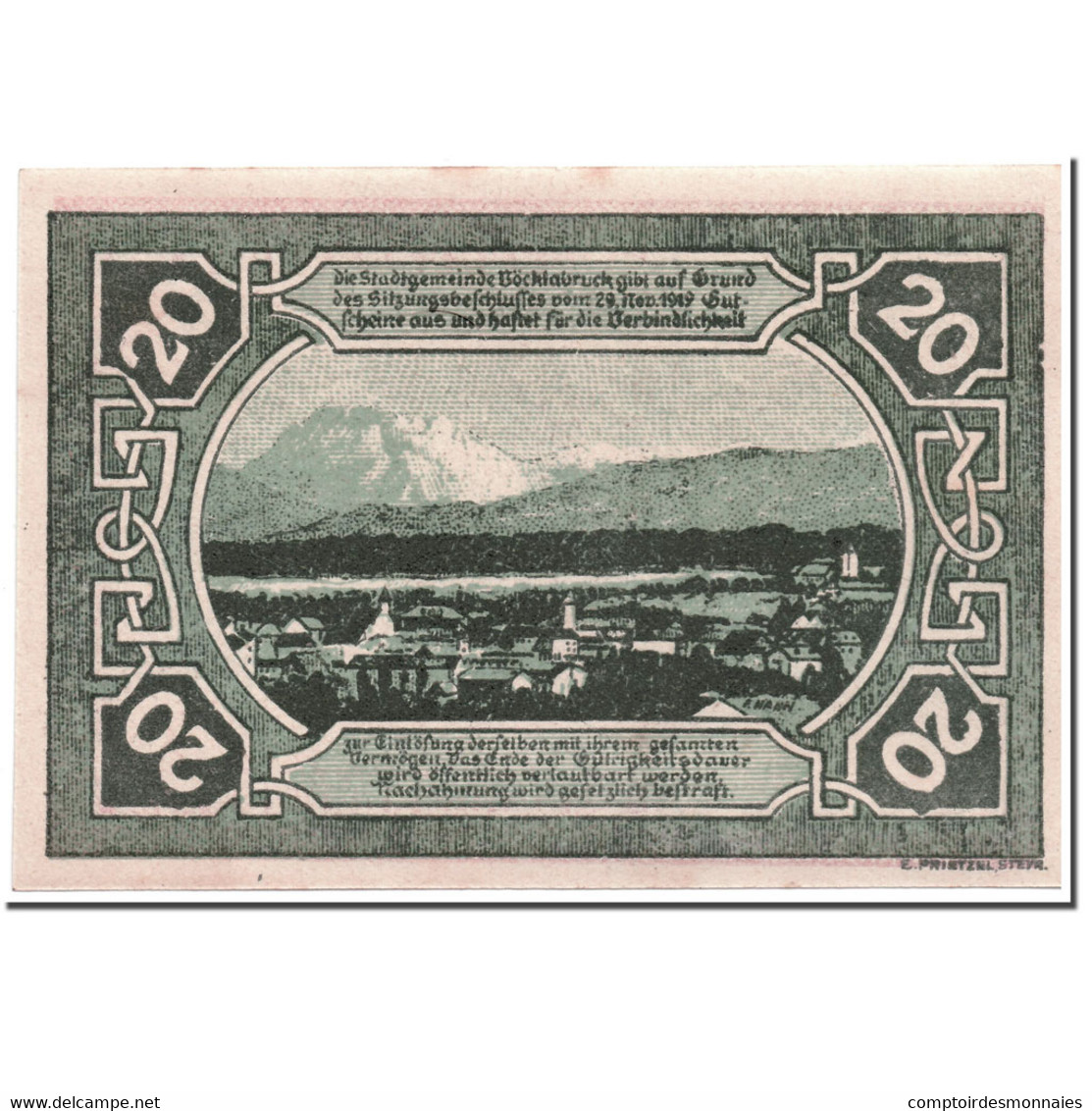 Billet, Autriche, Vocklabruck, 20 Heller, Paysage, 1920, 1920-03-17, SPL - Autriche