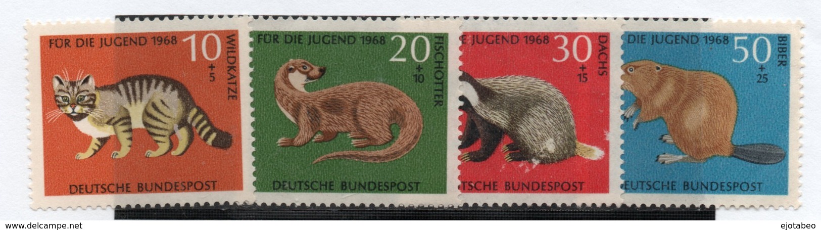 Alemania Federal  1968	414/17 Ss Nuevo Goma Removida TT: Animales  Yvert   € 5,00 - Nuevos