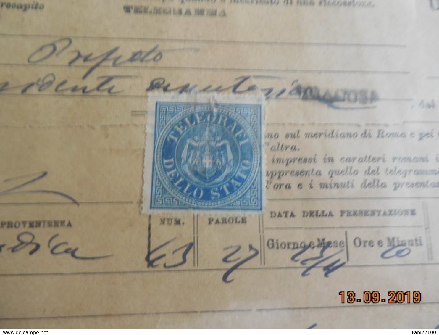 Italie 1889.. Ufficio Telegraphico De Siracusa Avec Timbre Du Service Telegraphique - Non Classés