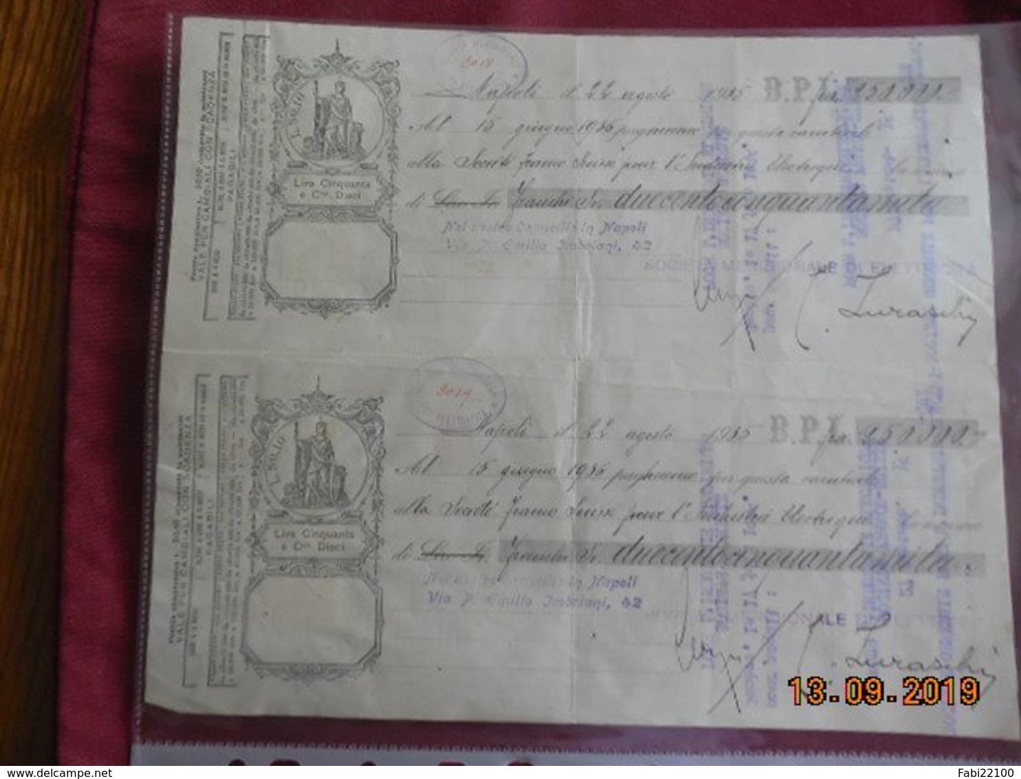 Billet à Ordres D'Italie De La Ste Generale Pour L'industrie Avec Timbres De Service De 1936 - Italie