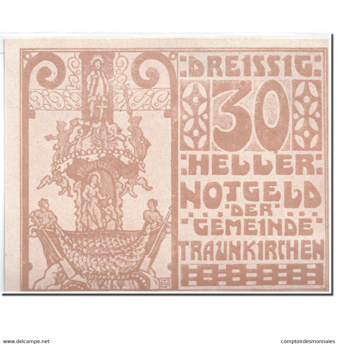 Billet, Autriche, Traunkirchen, 30 Heller, Personnage, 1920, 1920-06-01, SPL - Autriche