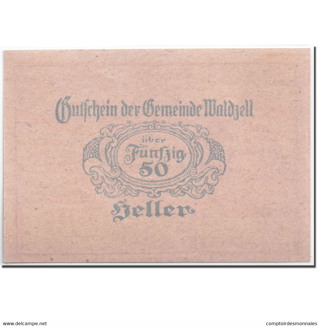 Billet, Autriche, Waldzell, 50 Heller, Eglise, 1920, SPL, Mehl:1135 - Autriche