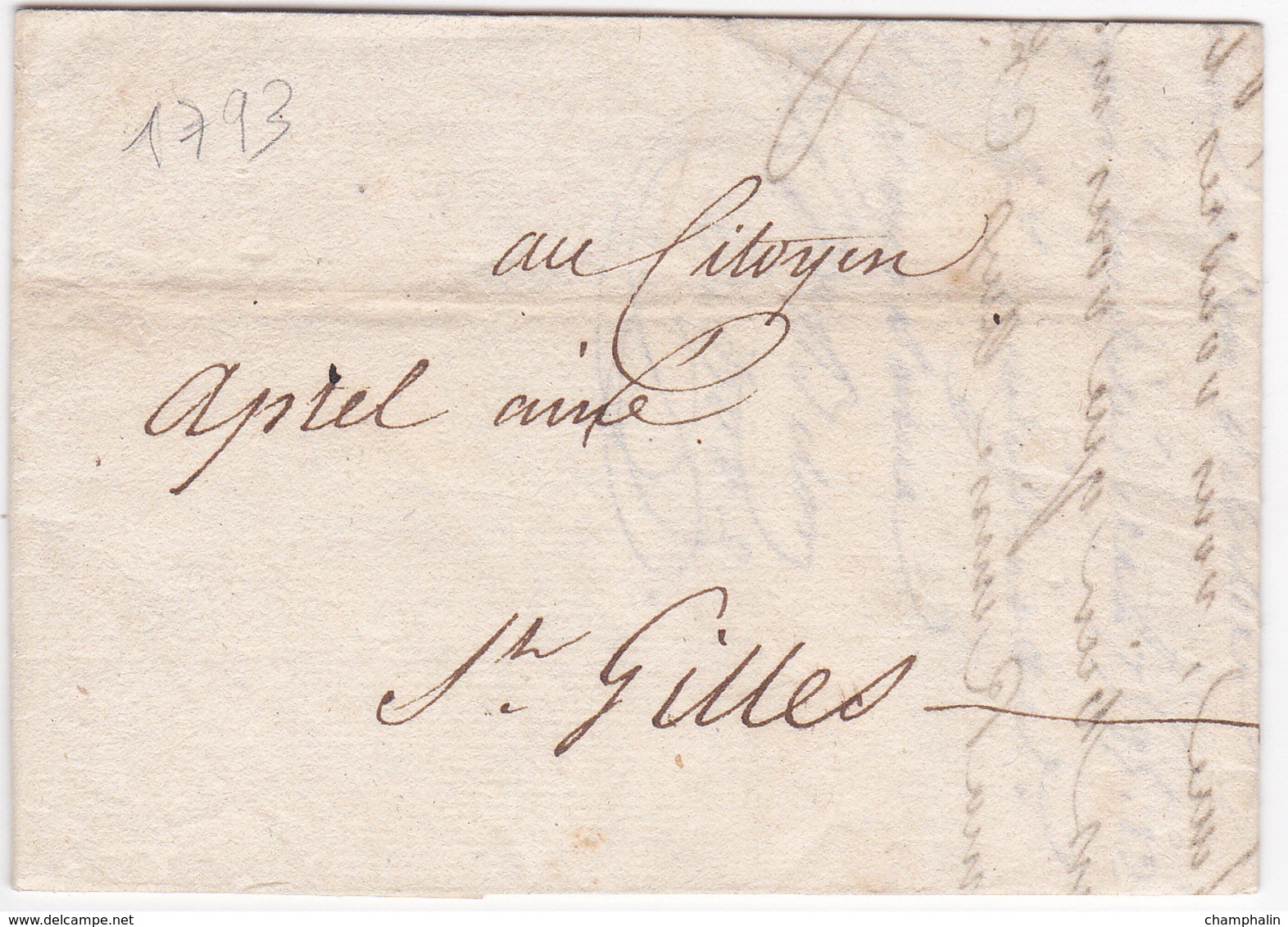 LAC De Nîmes (30) Pour Saint-Gilles (du Gard - 30) - 14 Mai 1793 - Sans Marque Postale - 1701-1800: Précurseurs XVIII