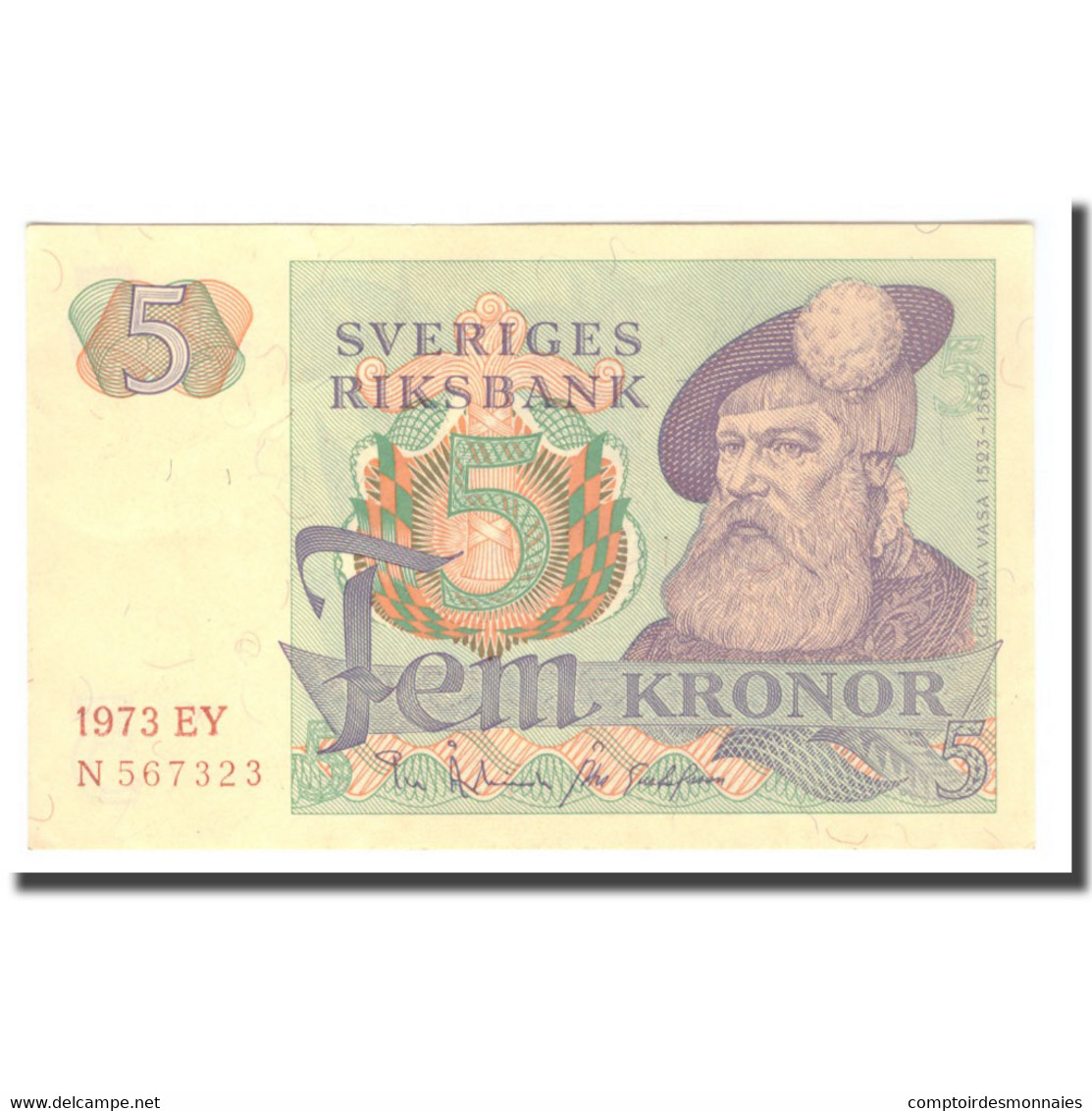 Billet, Suède, 5 Kronor, 1973, 1973, KM:51d, TTB - Suède