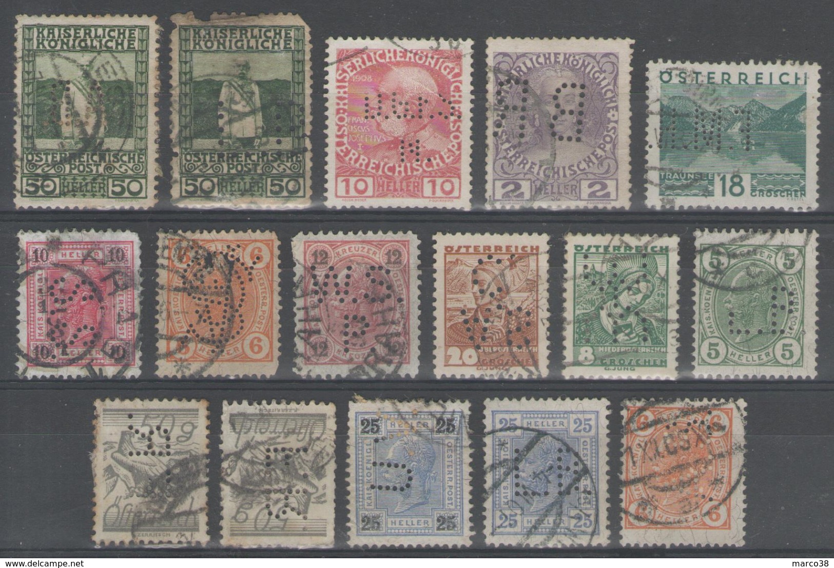 AUTRICHE:  LOT De 16 Timbres Oblitérés Et Perforés ! - Used Stamps