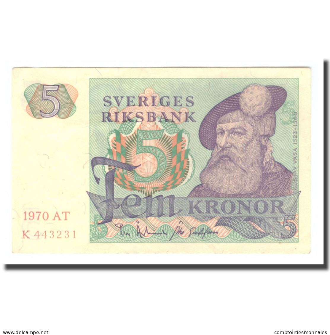 Billet, Suède, 5 Kronor, 1970, 1970, KM:51d, TTB - Sweden