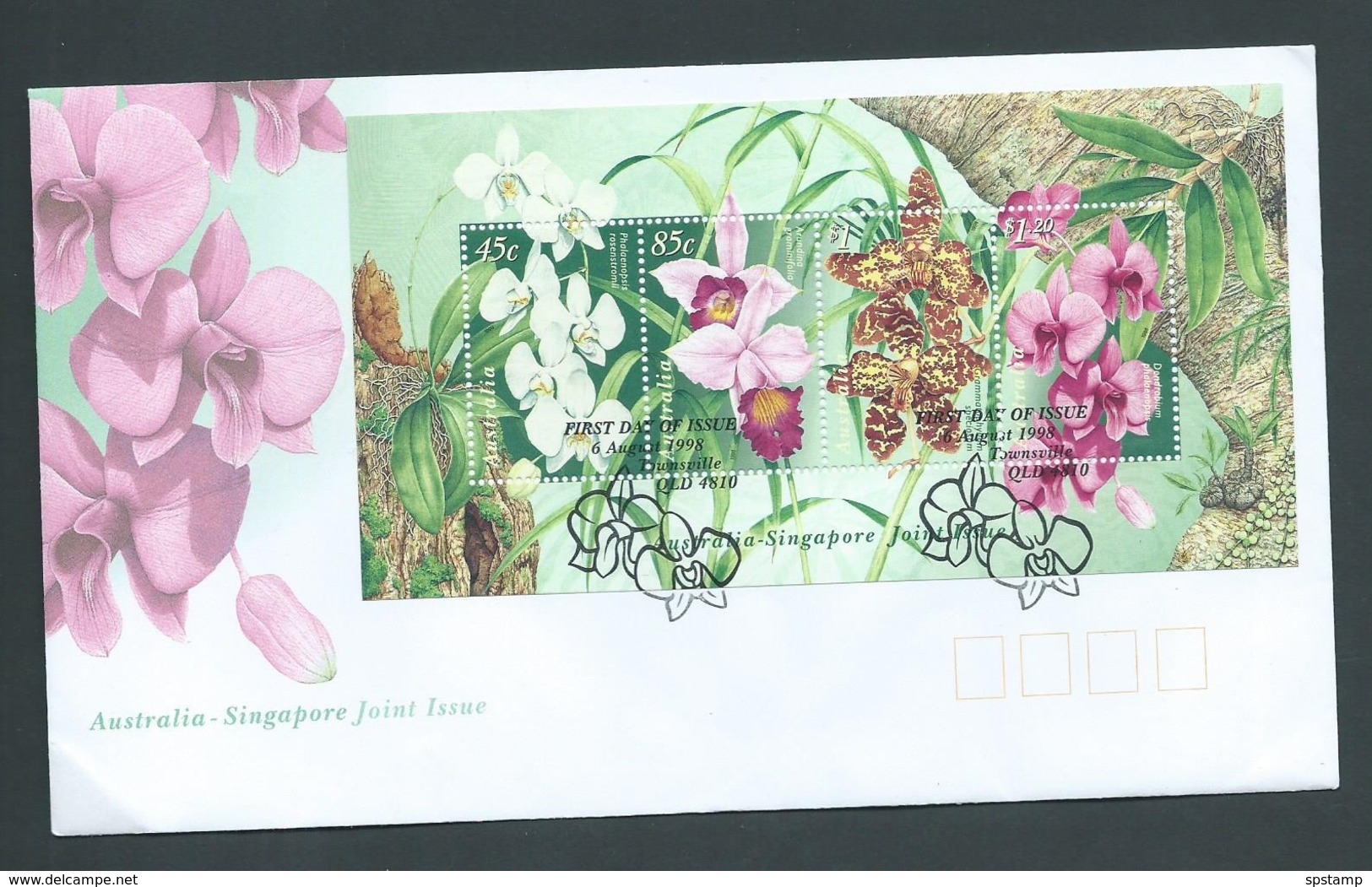 Australia Singapore 1998 Flower Joint Issue Miniature Sheet On FDC Official Unaddressed - Covers & Documents