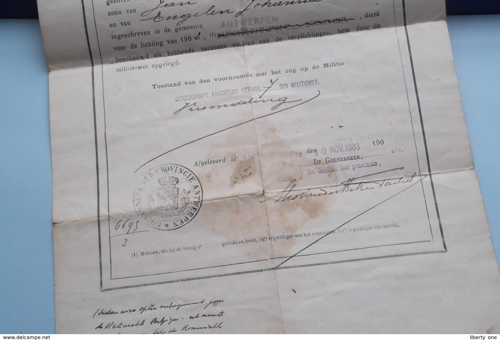 NATIONALE MILITIE ( Lichting 1902  Antwerpen Borgerhout > Jacobs Jaak 1882) 2 Dokumenten ( Zie / Voir Photo ) ! - Documents