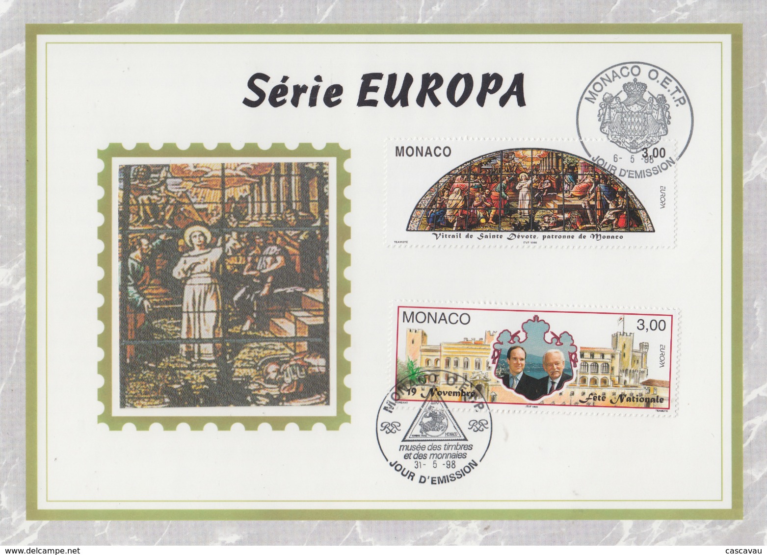 Feuillet  FDC  1er  Jour   MONACO   Paire    EUROPA    1998 - 1998