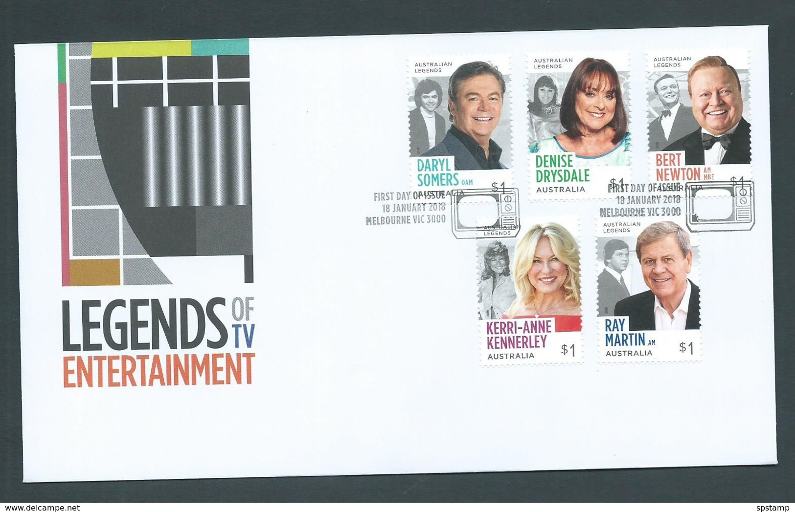 Australia 2018 TV Legends Set Of 5 On FDC Official Unaddressed - Covers & Documents