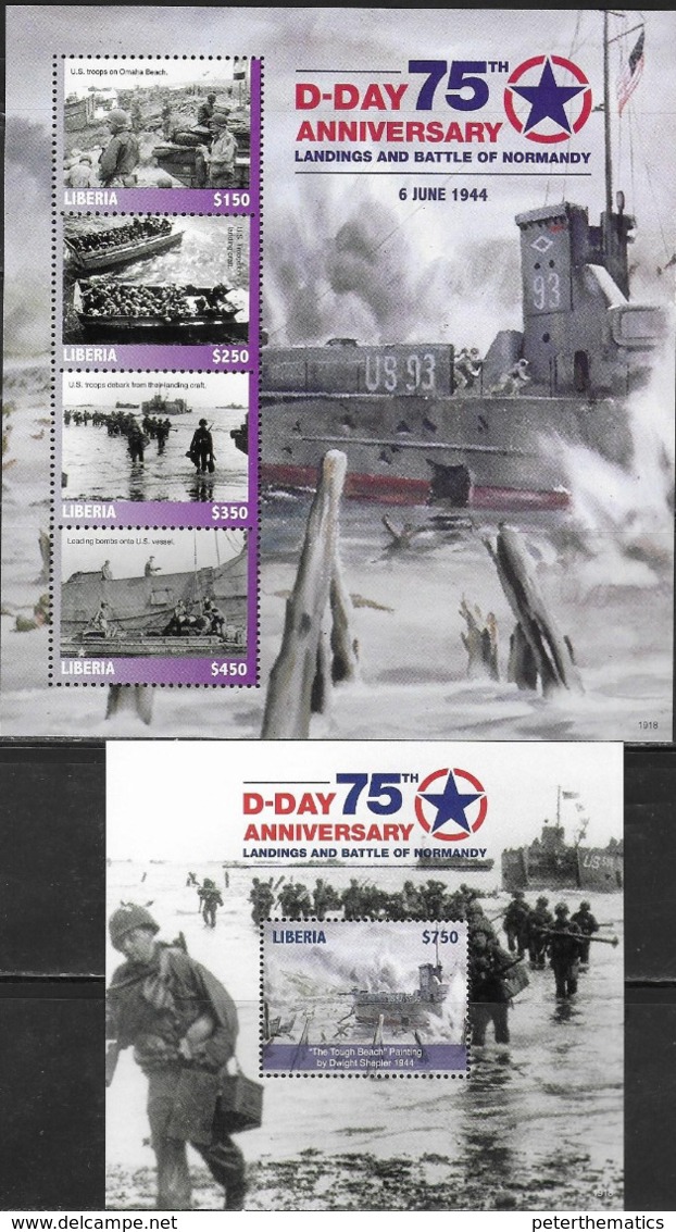 LIBERIA, 2019, MNH, WWII, D-DAY, SOLDIERS, SHIPS, BATTLE OF NORMANDY, SHEETLET+S/SHEET - WW2