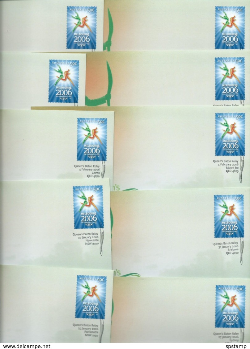 Australia 2006 Melbourne Commonwealth Games Queens Baton Relay Covers X 20 Different , Fine Assemblage - Covers & Documents