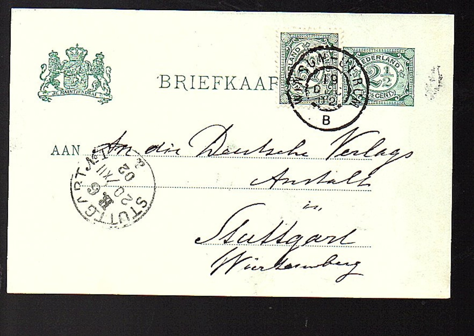 TRAMSTEMPEL Winsum-Ulrum 1902  > Stuttgart (FF-61) - Marcophilie