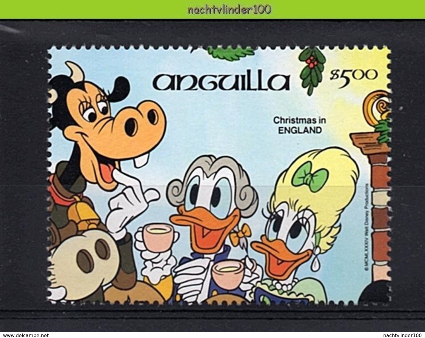 Nfe041z WALT DISNEY DONALD MICKEY KERST HOND KOE DOG COW CHRISTMAS ANGUILLA 1984 PF/MNH - Disney