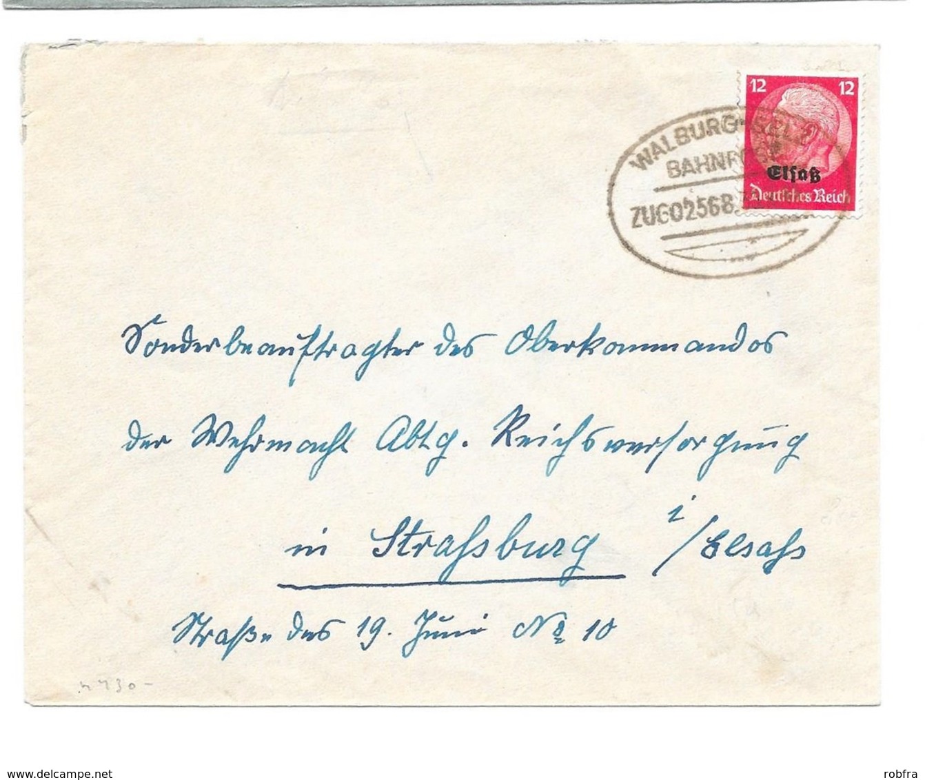 BAHNPOST WALBURG-SELZ, Zug 02568, 1941 - Autres & Non Classés