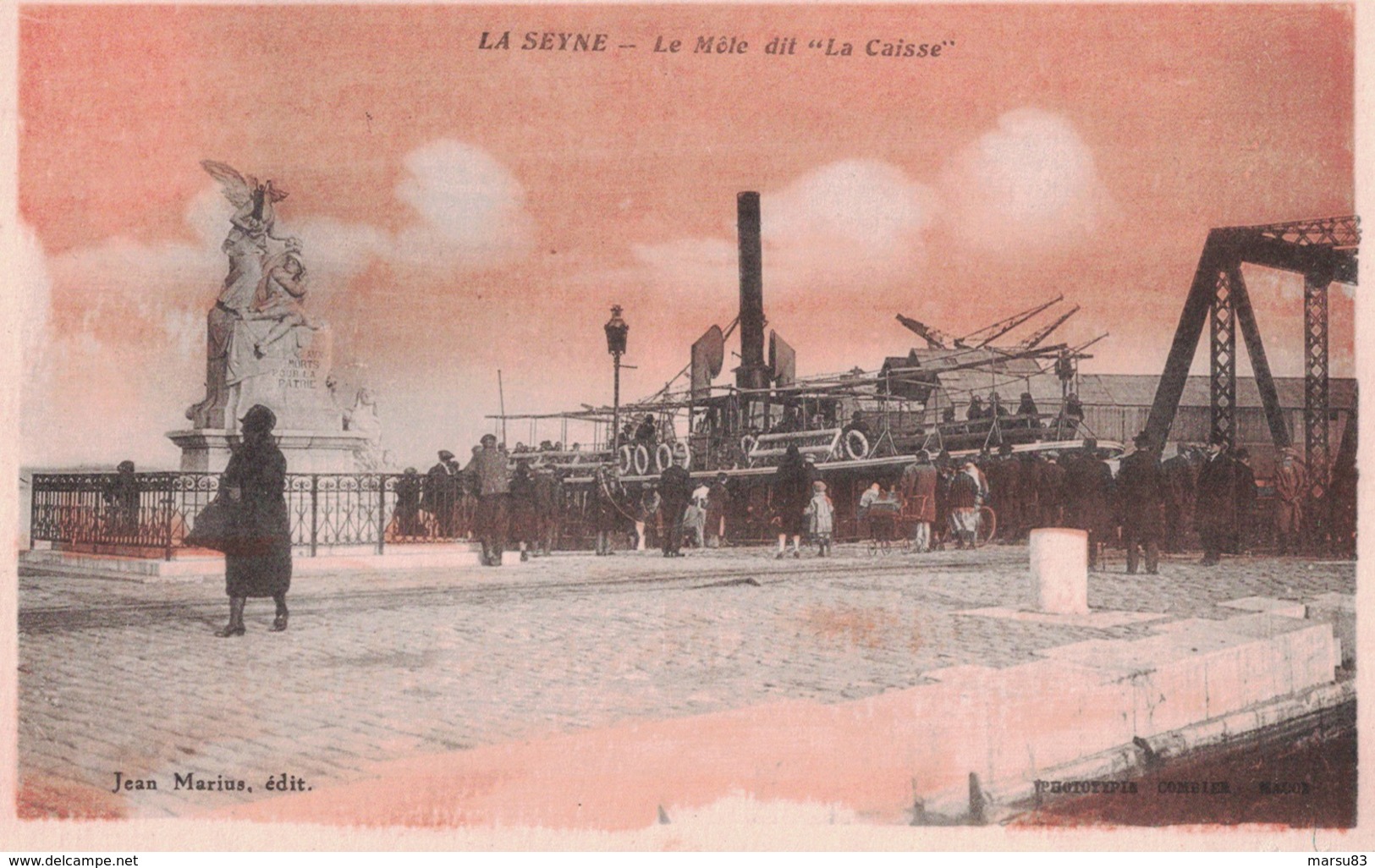 La Seyne Sur Mer - Rare Sur Delcampe *** Le Môle Dit " La Caisse" Pont Sur Le Port- Belle Cpa Animée ***  Ed.Marius - La Seyne-sur-Mer