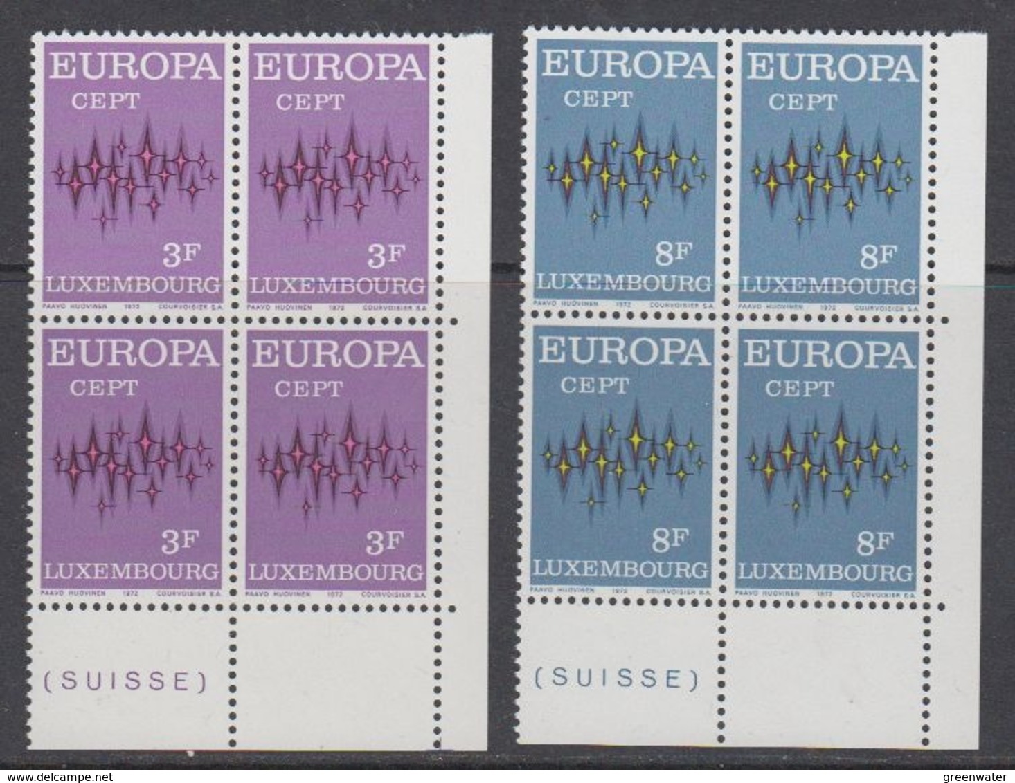 Europa Cept 1972 Luxemburg 2v Bl Of 4 (corner) ** Mnh (44698E) - 1972