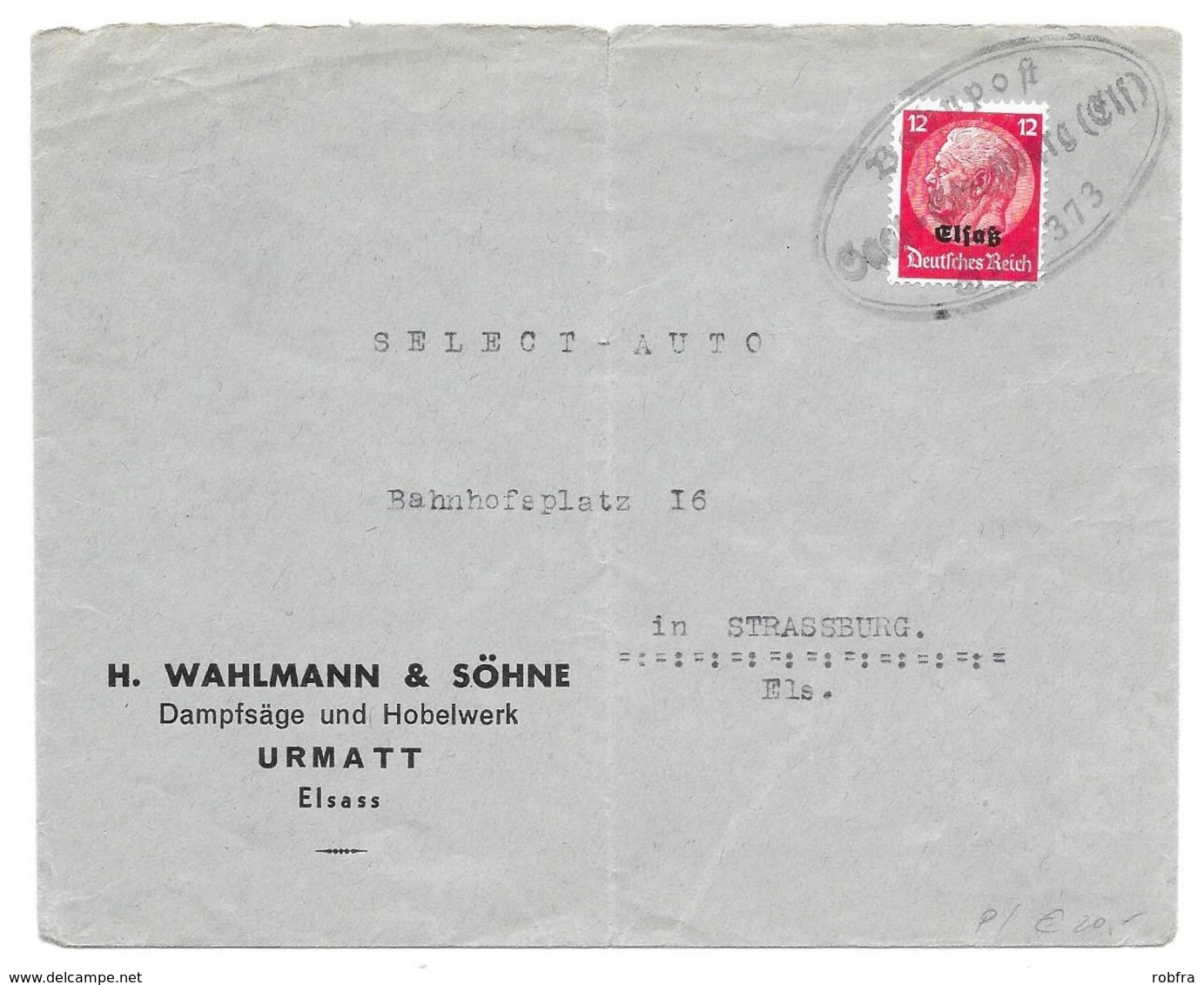 BAHNPOST SAAL-STRASSBURG, Zug 373, 1941 - Autres & Non Classés