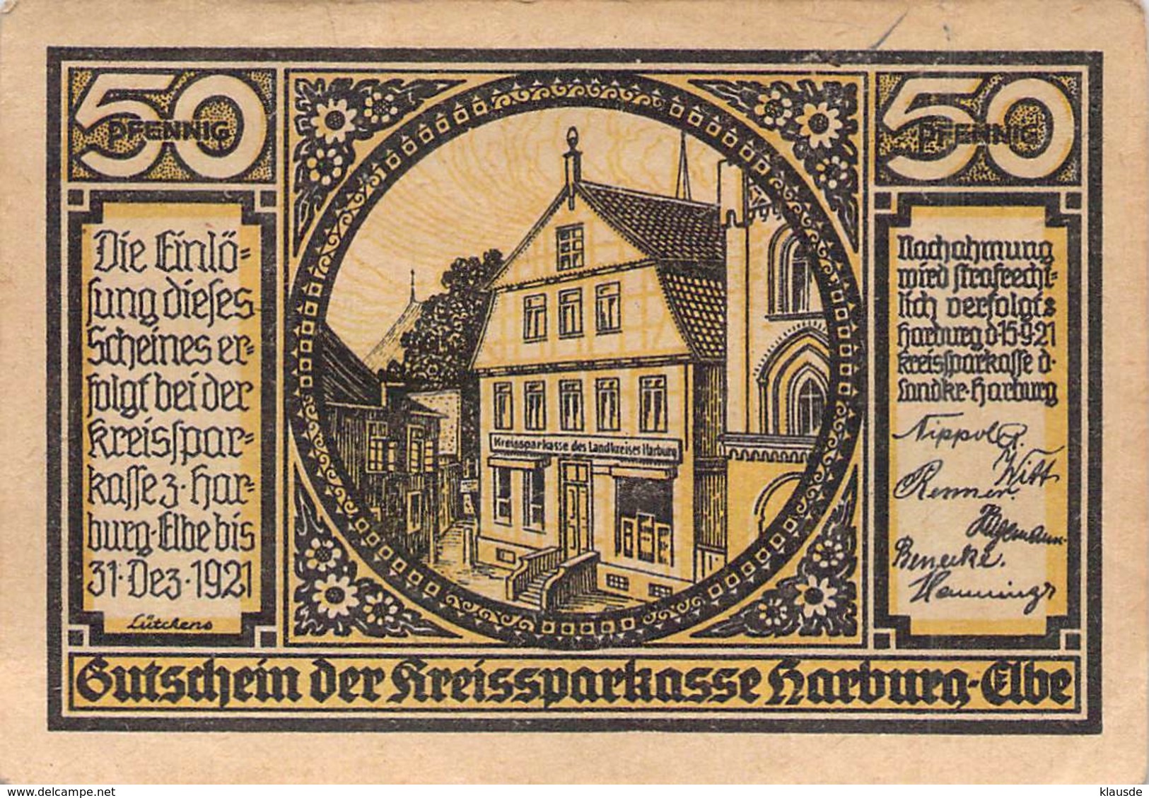 Notgeld 50pfg.Stadt Harburg AU/EF (II) - [11] Lokale Uitgaven