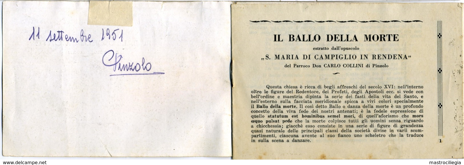 CHIESA DI S. VIGILIO DI PINZOLO TRENTO  Il Ballo Della Morte  Libretto Descrittivo Degli Affreschi Esterni - Dépliants Turistici