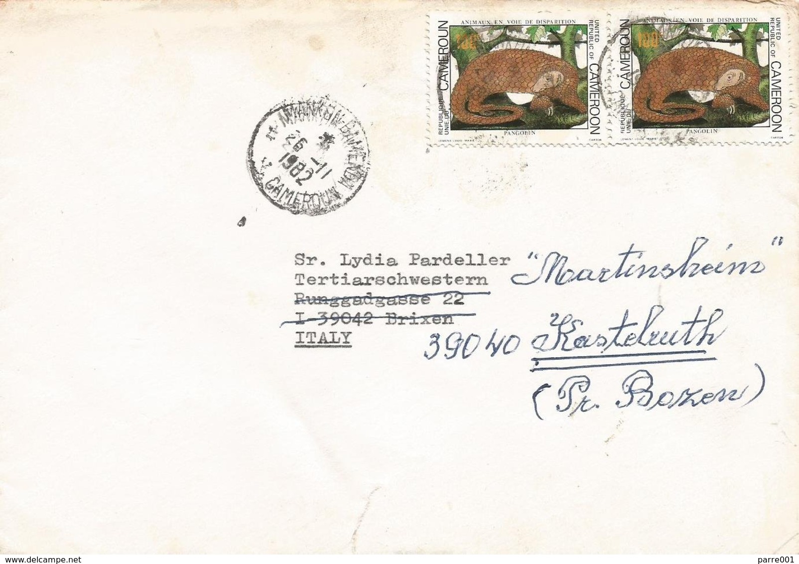 Cameroon Cameroun 1982 Mankon Bamenda Pangolin Cover Süd Tirol Brixen - Cameroun (1960-...)