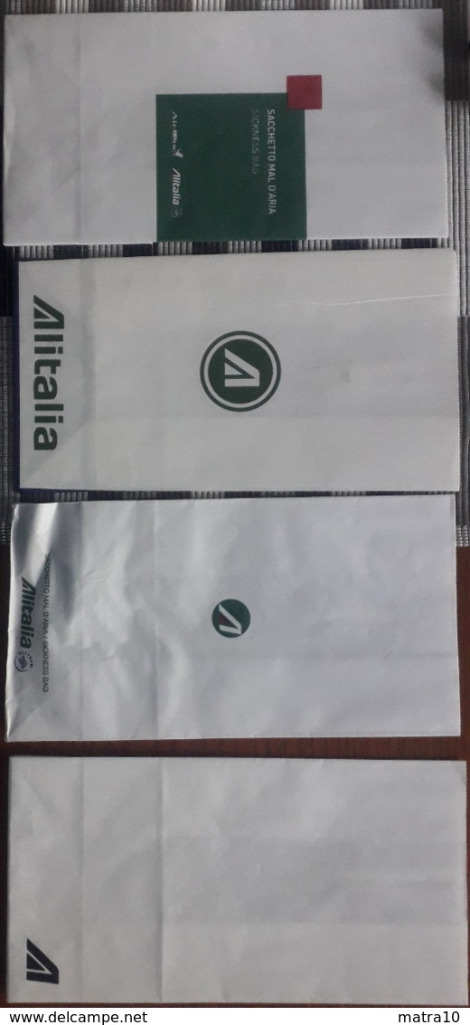 ALITALIA 4 Types Sac à Vomi Avion - Air Sickness Bag - Sacco Vomito Aereo - Waste Bag - Autres & Non Classés