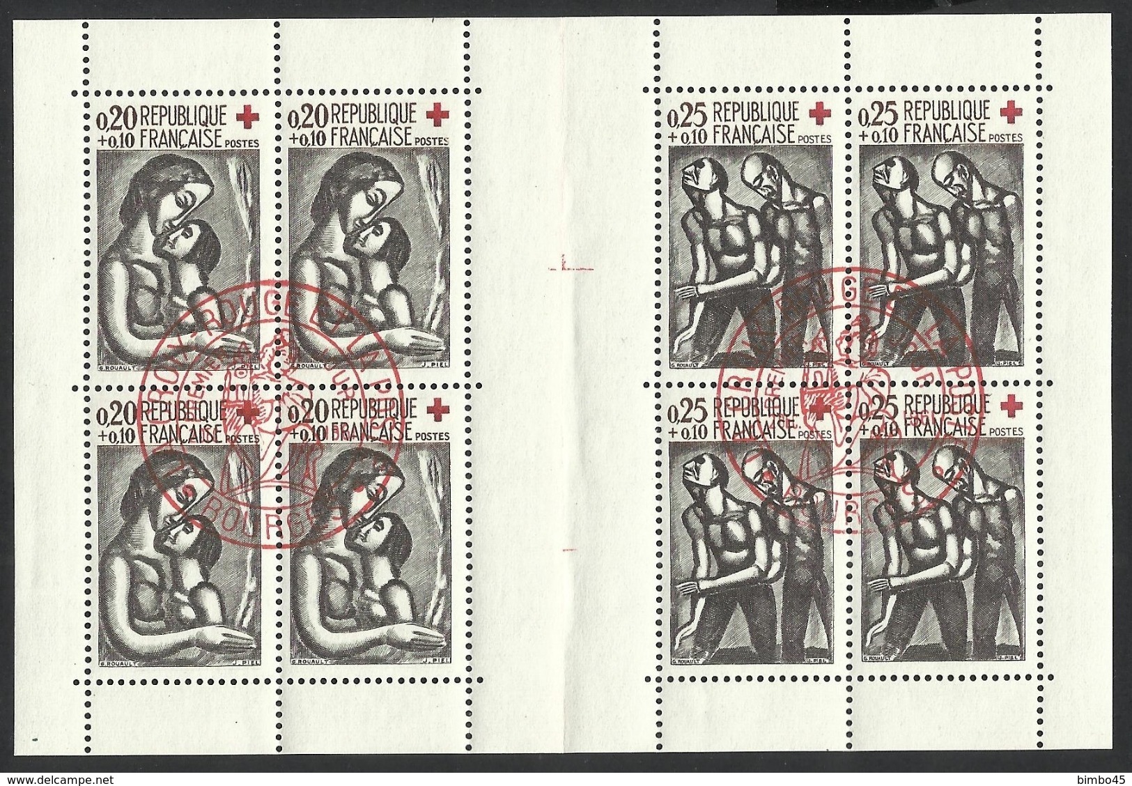 CARNET CROIX ROUGE DE 1961 OBLITERE CROIX- ROUGE ET LA POSTE- BOURGES - Croix Rouge