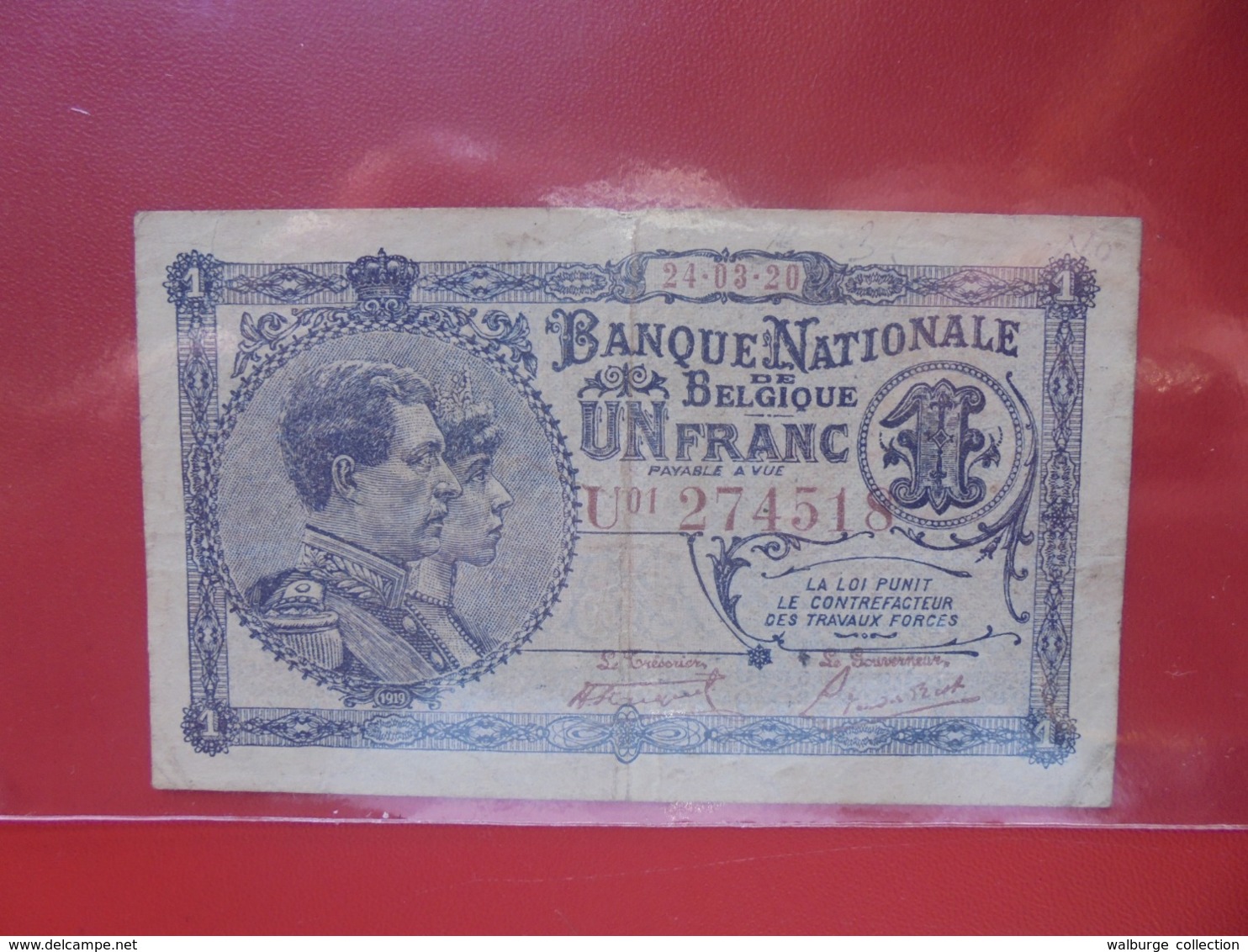 BELGIQUE 1 FRANC 1920 CIRCULER (B.8) - 1 Franc