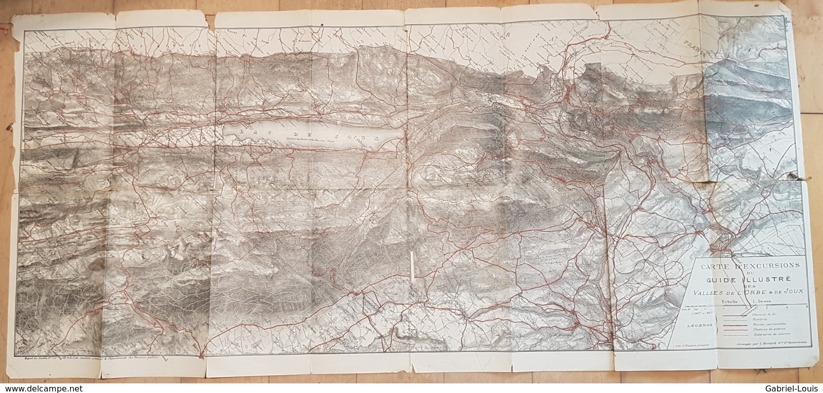 Carte D'excursions Et Guide Illustré, Vallée De L'Orbe Et De Joux ( 1: 50 000 ) ('75 X 35 Cm) Suisse - Vaud - Cartes Topographiques