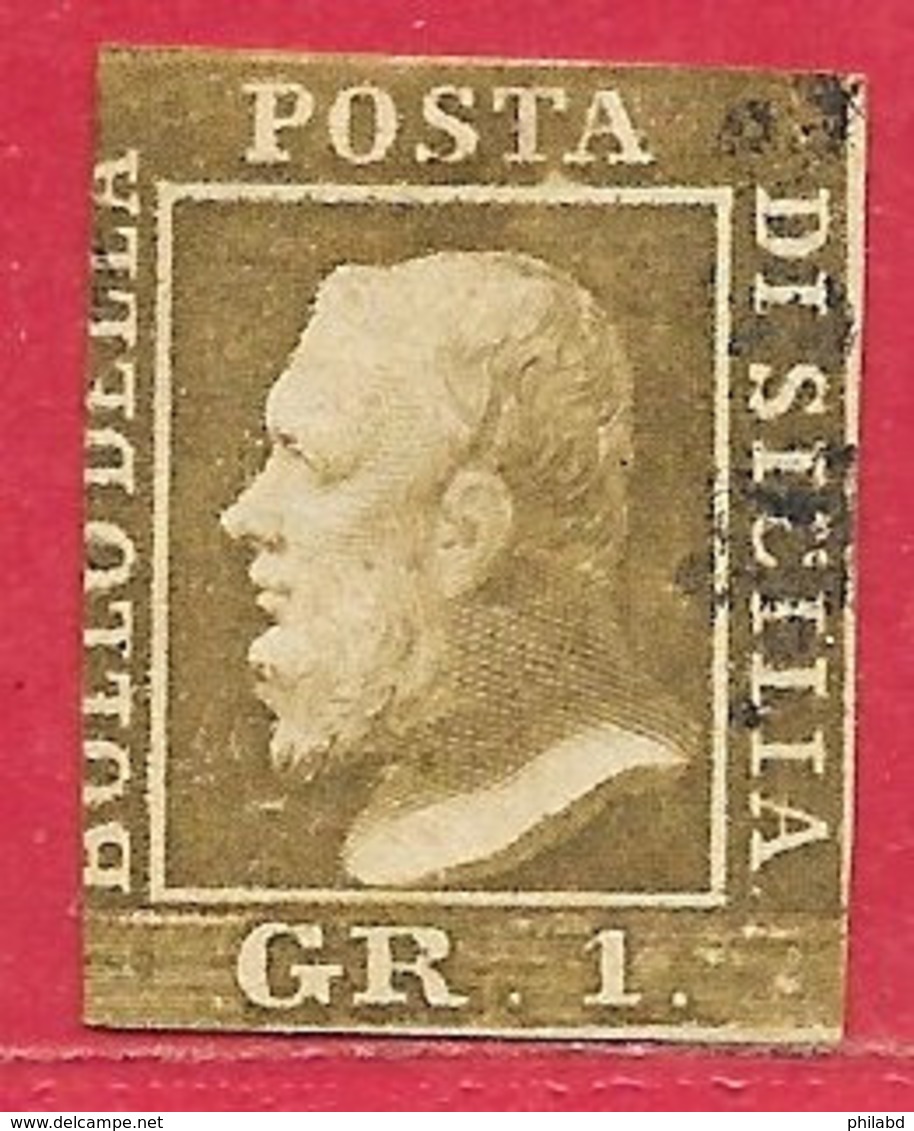 Sicile N°19 1g Vert-olive 1859 O - Sicilia