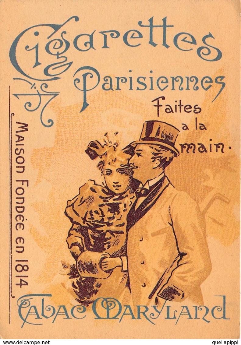 09581 "PARIGI-CIGARETTES PARISIENNES FAITES A LA MAIN-TABAC MARRYLARD-FONDEE EN 1814-II QUARTO XX SECOLO" CART NO  SPED - Pubblicitari