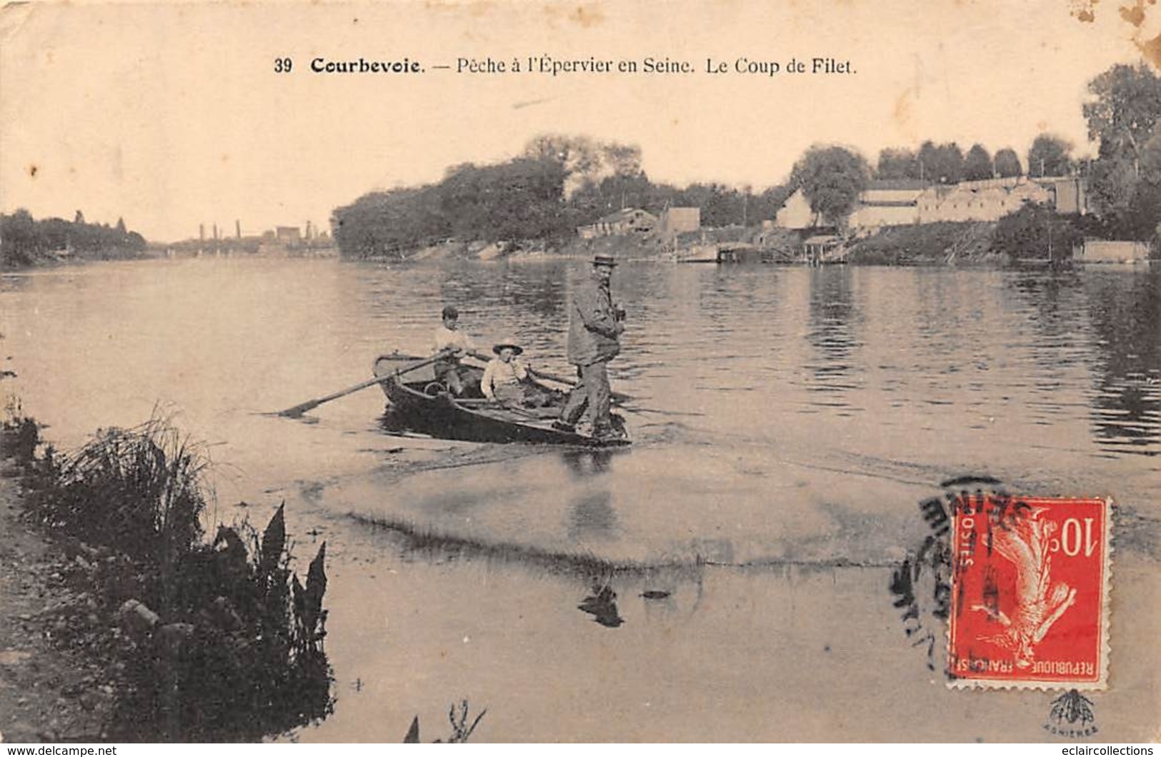 Thème.  Métier.   Pêche A La Ligne :    92   Courbevoie    Pêche A L'épervier         (Voir Scan) - Fischerei