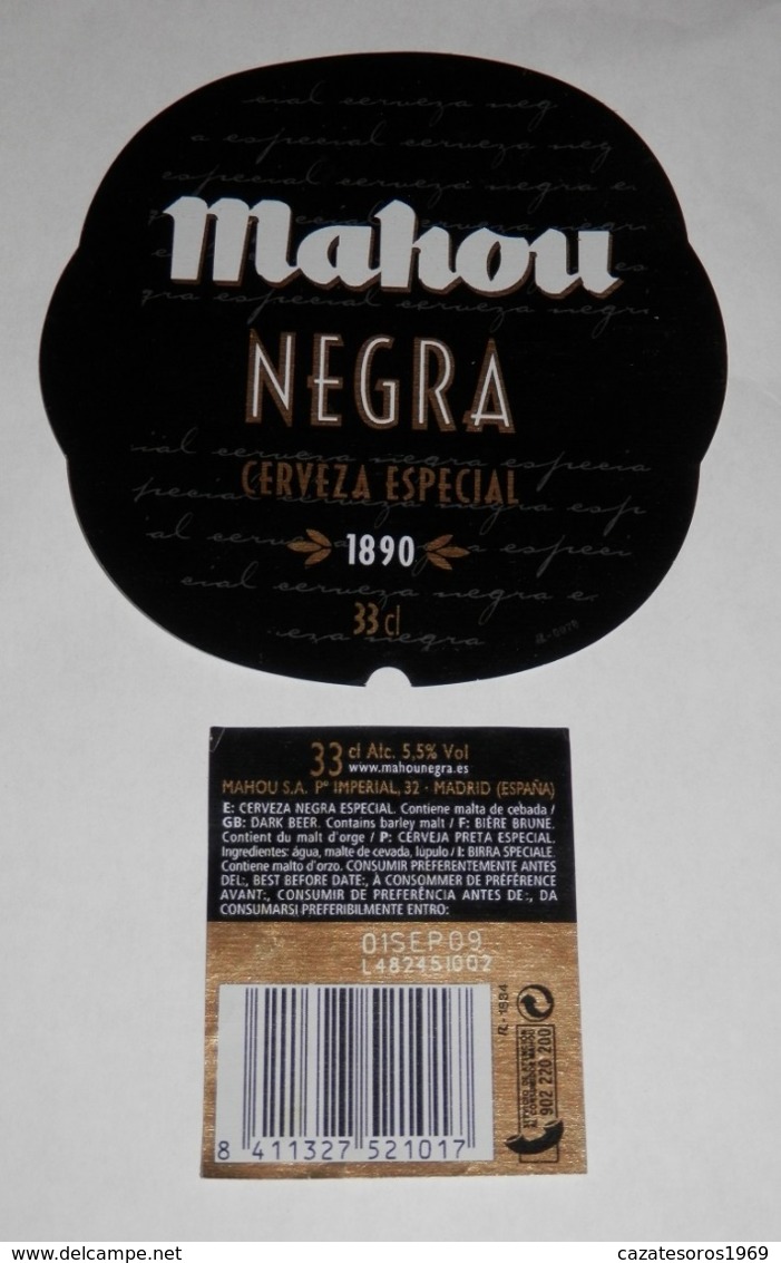 ETIQUETTE  BIÉRE  MAHOU  NEGRA - Bière
