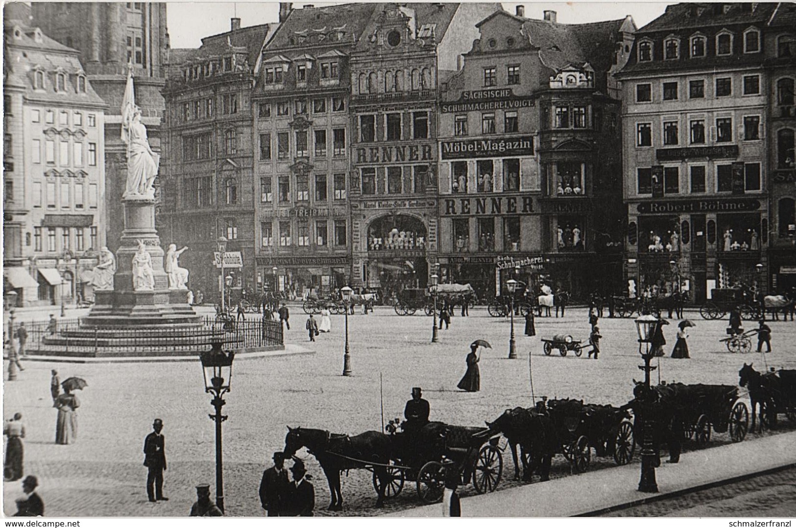 Repro Foto Dresden Altstadt Altmarkt Germania Denkmal Kaufhaus Renner Kreuzkirche Kutsche Schreibergasse Frohngasse - Sonstige & Ohne Zuordnung