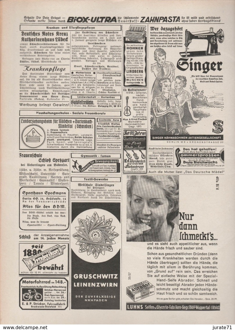 Das Deutsche Mädel, April 1937, BDM-Magazine For Hitler-Jugend,HJ, Jungmädel,JM,Hitler Youth,Jungvolk - Kids & Teenagers