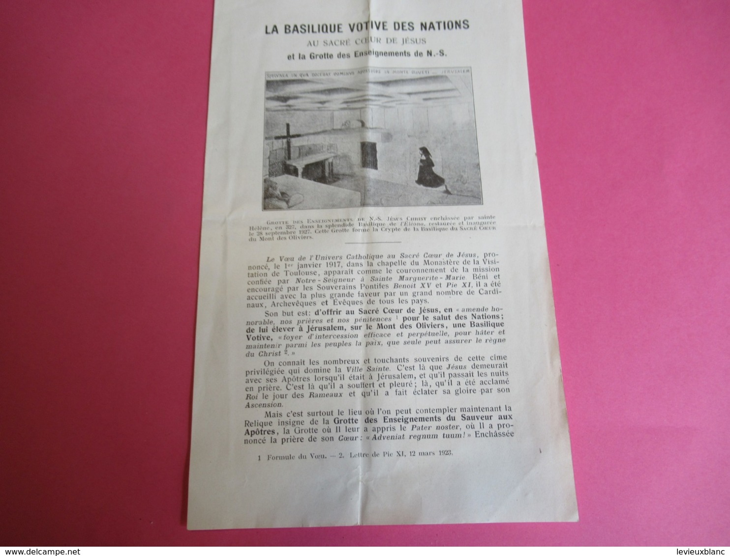 Documents Religieux/La Basilique Votive Des Nations Au Sacré Coeur De Jésus/ JERUSALEM/ 1927-1930       IMP42 - Religion & Esotérisme