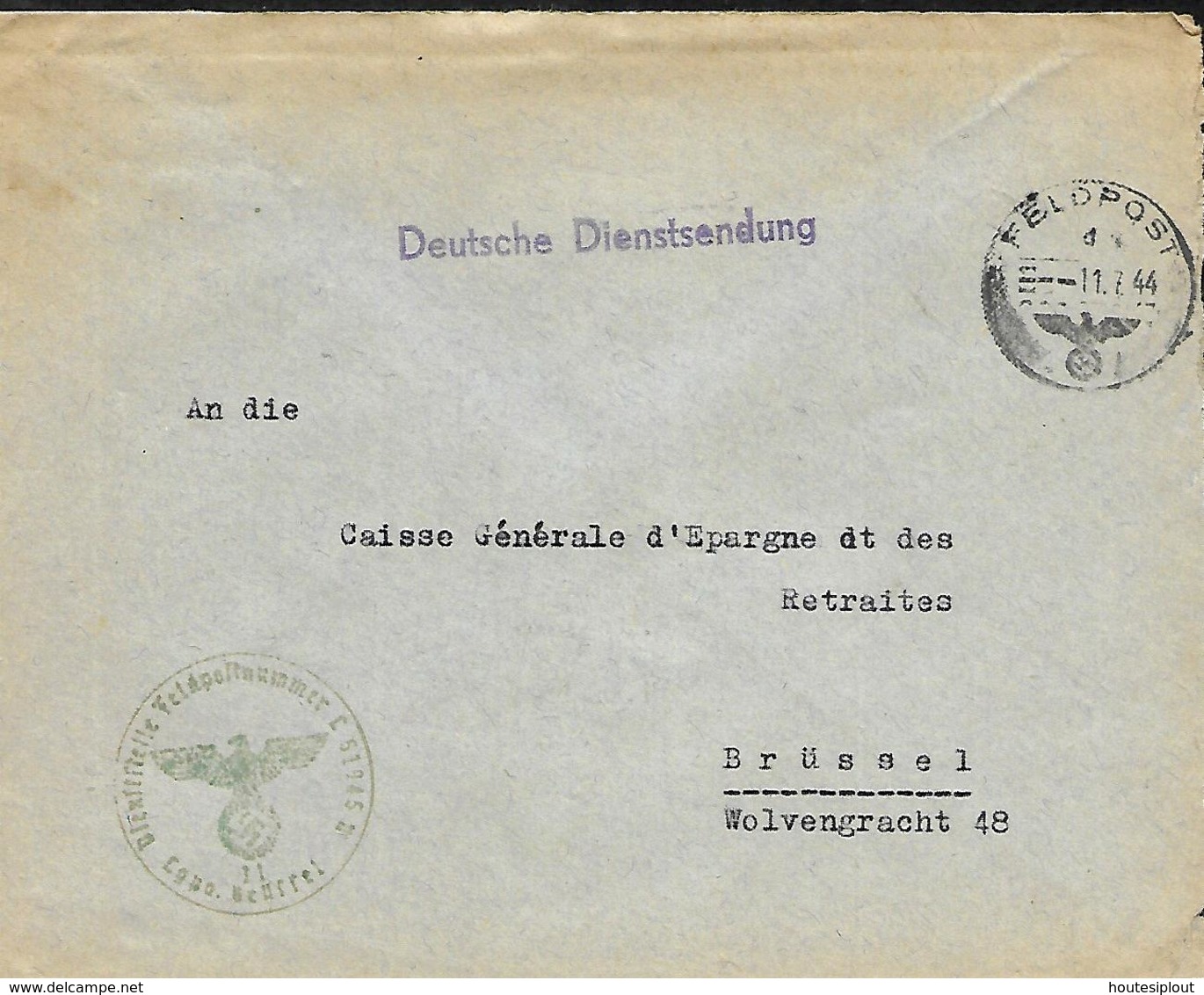 Belgique. L. Feldpost > Bruxelles   Luftgaupostamt Brüssel  1944 - Guerre 40-45 (Lettres & Documents)