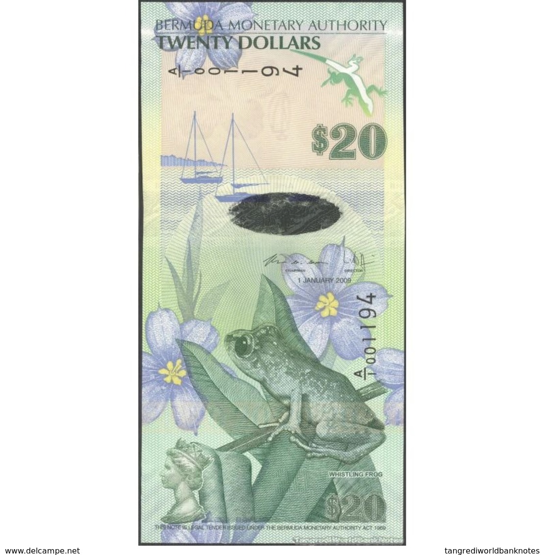 TWN - BERMUDA 60b - 20 Dollars 1.1.2009 (2013) Hybrid - Prefix A/1 - Signatures: Cossar & Joaquin UNC - Bermude