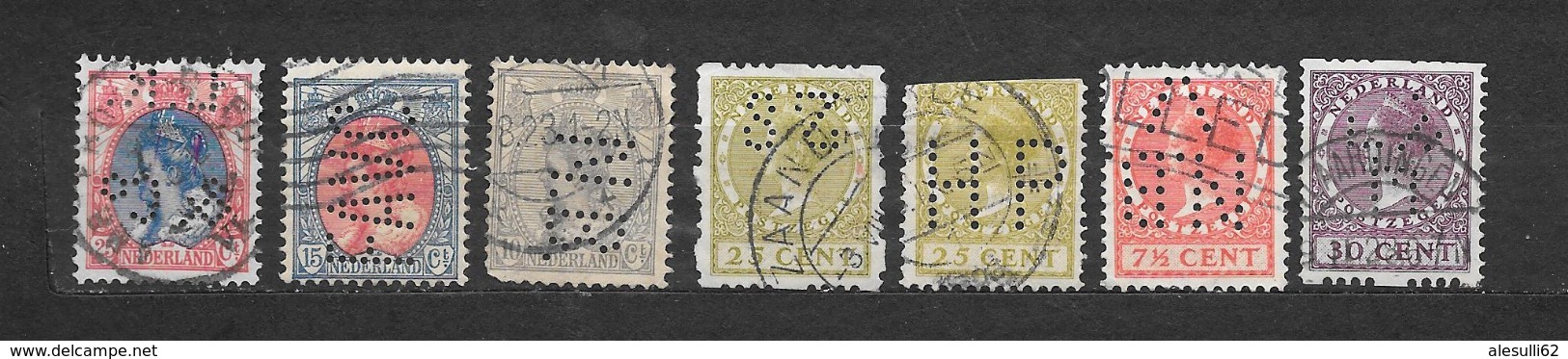 OLANDA NEDERLAND PERFIN  7 Stamps 1898-1928 Lot Lotto - Usati