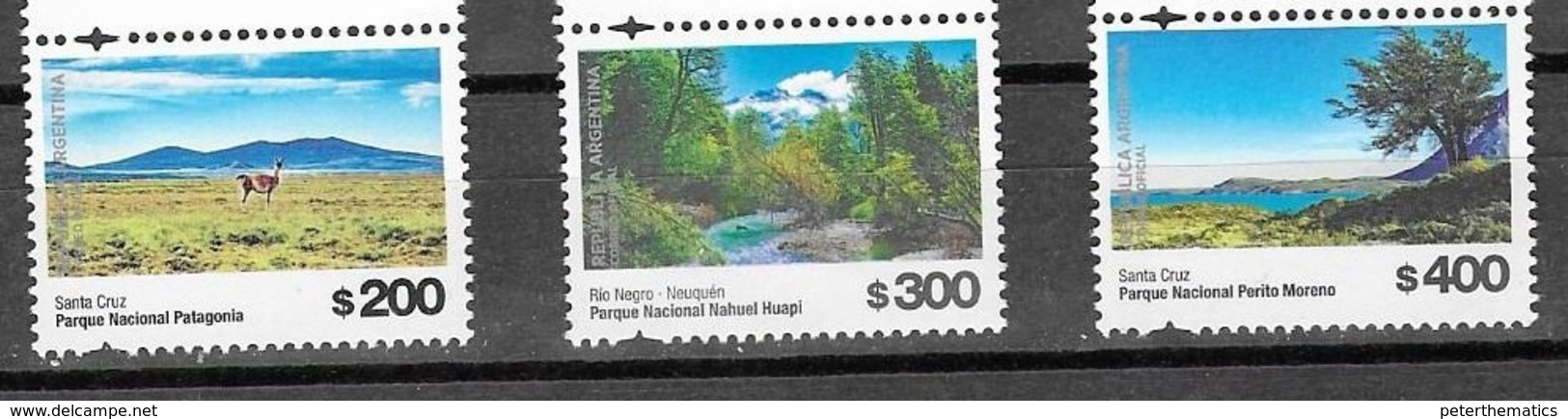 ARGENTINA, 2019, MNH, NATIONAL PARKS, MOUNTAINS, , RIVERS, 3v, HIGH FV - Other & Unclassified