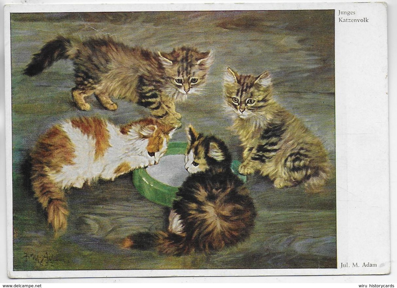 AK 0322  Junges Katzenvolk - Künstlerkarte Von Ju. M. Adam Ca. Um 1940-50 - Katzen