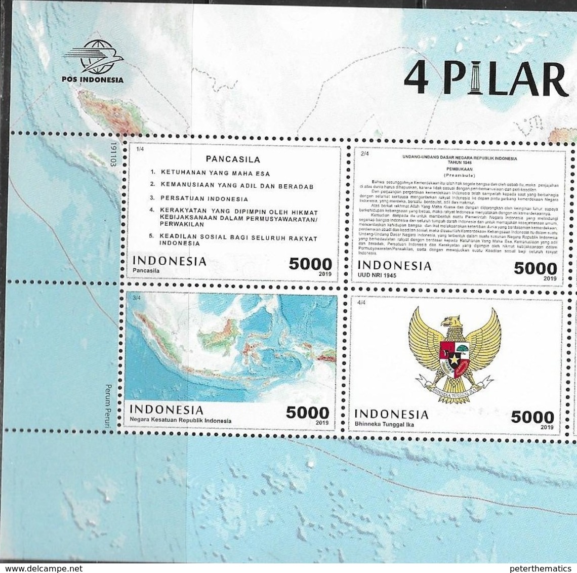 INDONESIA, 2019, MNH, INDEPENDENCE, COAT OF ARMS, MAPS, 4v - Other & Unclassified