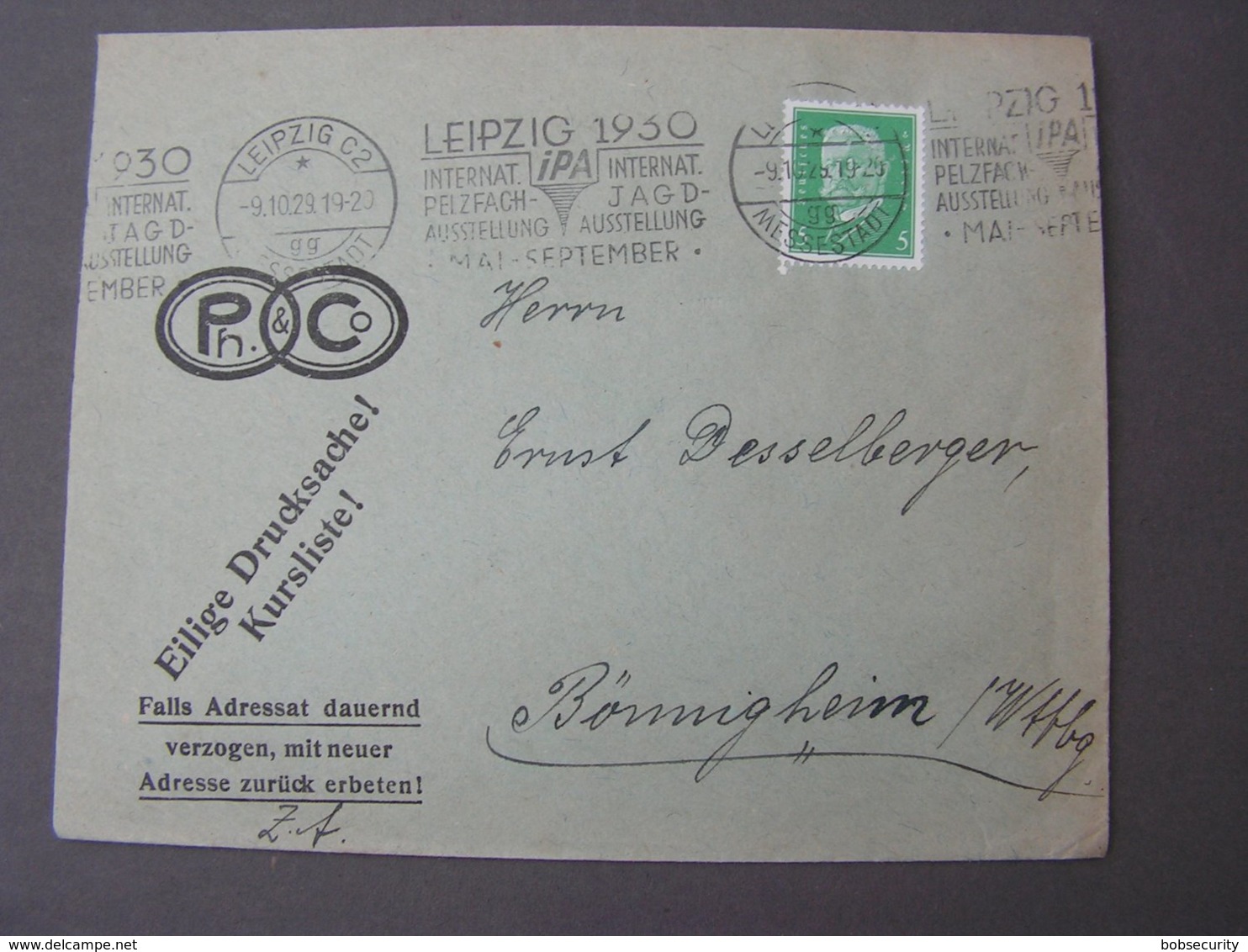 Cv. DR Mit SST Int. Jagsmesse Leipzig 1929 - Briefe U. Dokumente