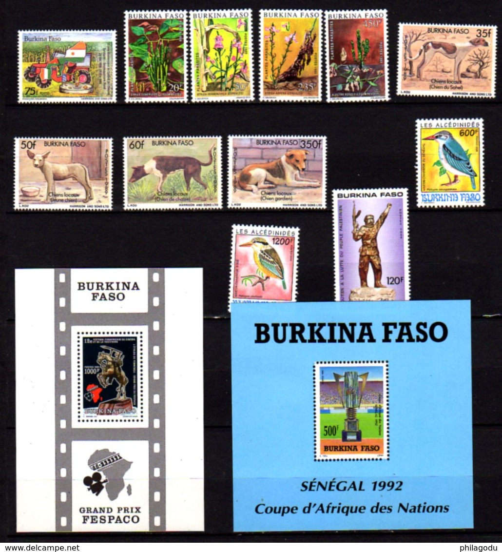 Burkina 1989-94, Plantes, Chiens, Sports, Entre 802 Et 889** + BF 40-41**, Cote 58 €, - Burkina Faso (1984-...)