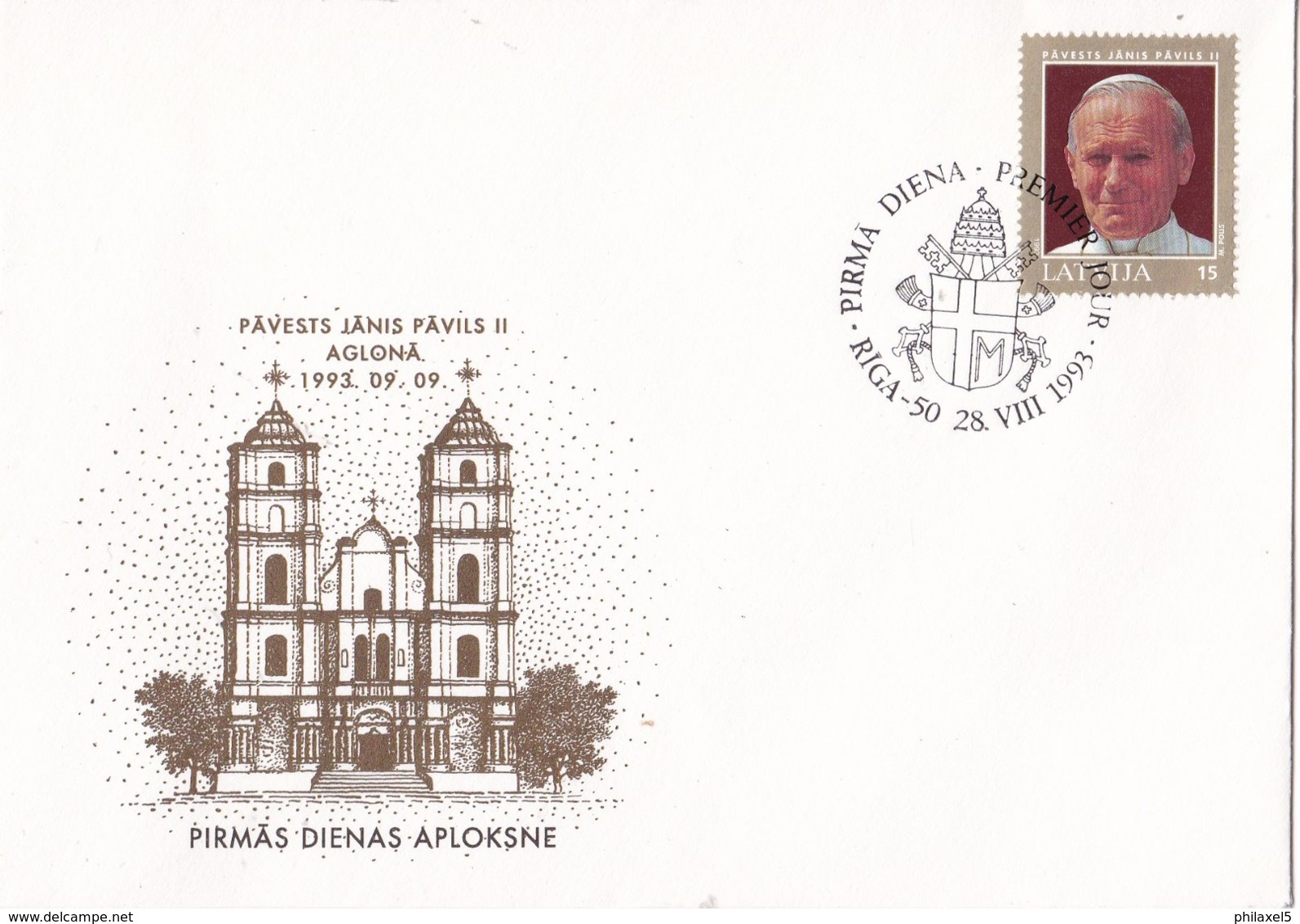 Letland - FDC 28-8-1993 - Papstbesuch - Papst Johannes Paulus II - FDC 360 - Letland