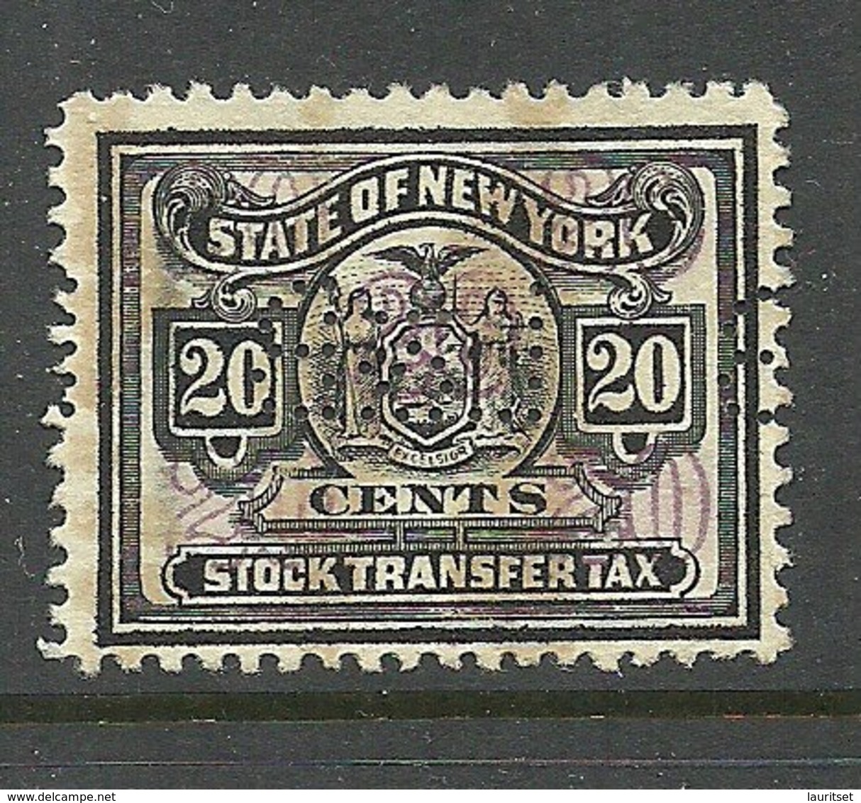 USA State Of New York Stock Transfer Tax 20 Cents, Used - Fiscal