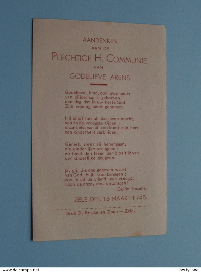 H. Communie Van Godelieve ARENS Te ZELE Den 18 Maart 1945 ( Zie Foto's ) ! - Communion