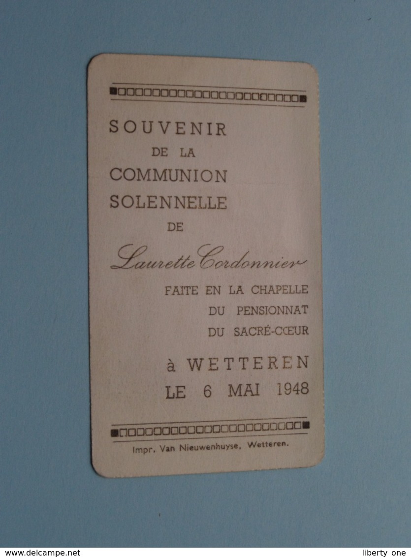 Communion Solennelle De Laurette CORDONNIER Chapelle Du Pensionnat Sacré-Coeur à WETTEREN Le 6 Mai 1948 ( Zie Foto's ) ! - Communion