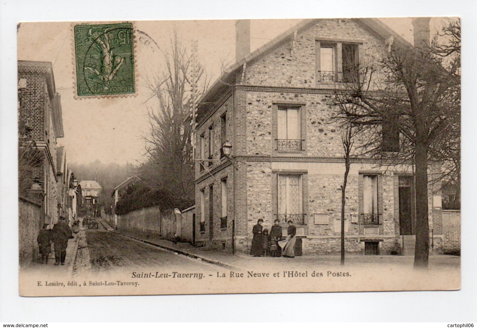 - CPA SAINT-LEU-TAVERNY (95) - La Rue Neuve Et L'Hôtel Des Postes 1906 (avec Personnages) - Edition E. Lemire - - Saint Leu La Foret