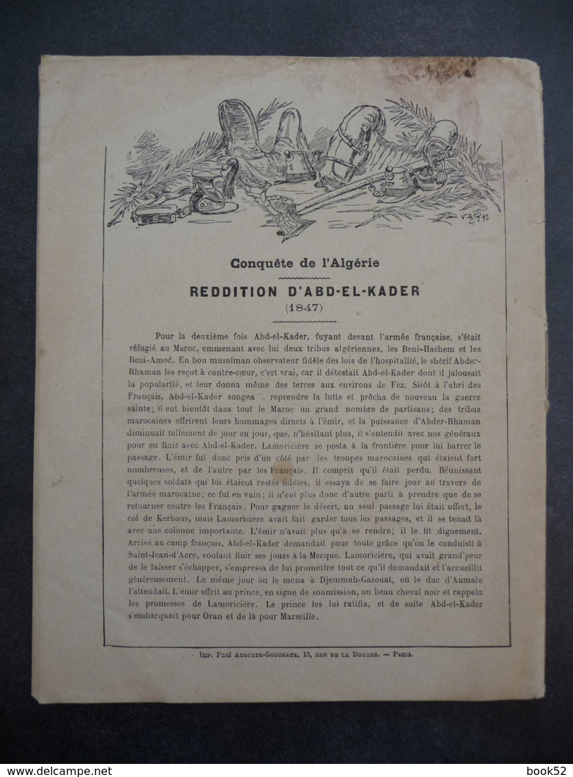 Ancien Protège-cahier Couverture "Conquête De L'ALGERIE - Reddition D'ABD-EL-KADER" (CAHIER COMPLET) - Protège-cahiers